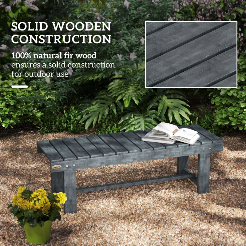 Outdoor Garden Bench, Backless Patio Fir Wood Stool, Armless Loveseat, 43.25" x 15" x 13.75", Grey