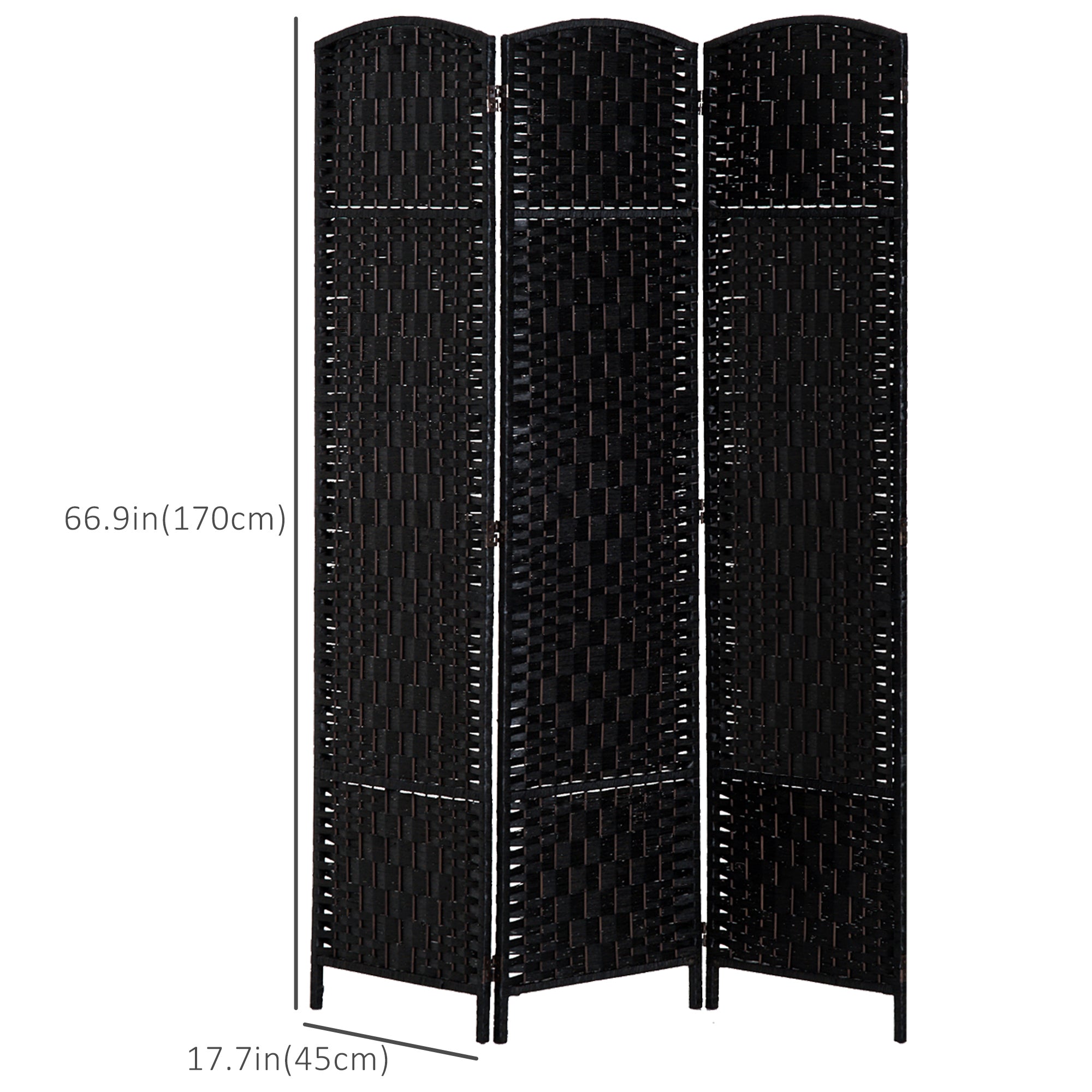 HOMCOM Partition Perfection: 6ft 3-Panel Wooden Frame Folding Room Divider, Black Wall Partition for Bedroom, Home Office 