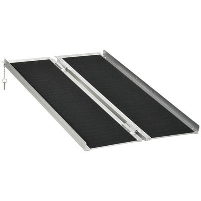 HOMCOM 4ft Portable Wheelchair Ramp: Aluminum, Durable, Foldable Mobility Aid, Non-Skid PVC Surface for Safety 