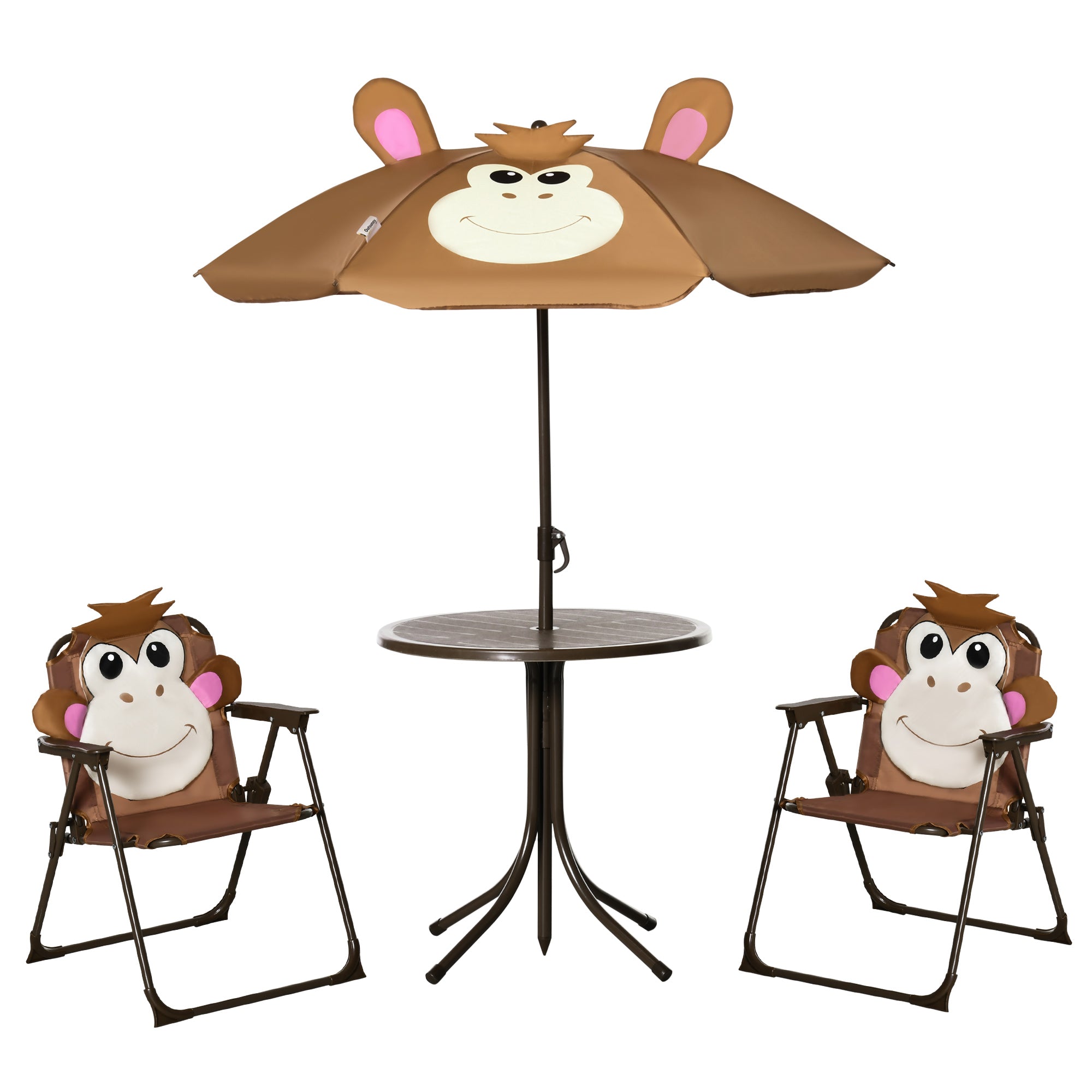 Outsunny Kids Picnic Table Chair Set Outdoor Folding Garden Furniture Adjustable Height 