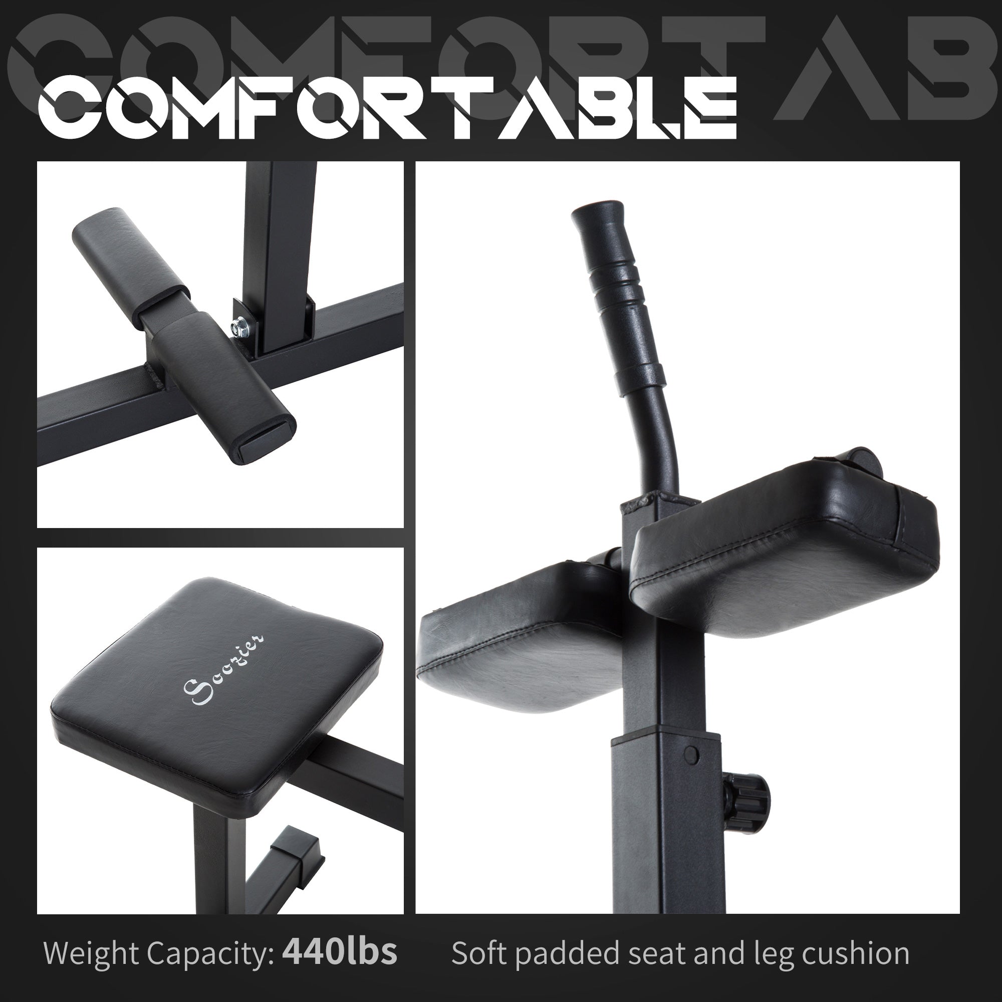 Soozier Adjustable Seated Calf Raise Machine Steel Leg Press Strength Training Gym Equipment Legs Waist Arms Black 