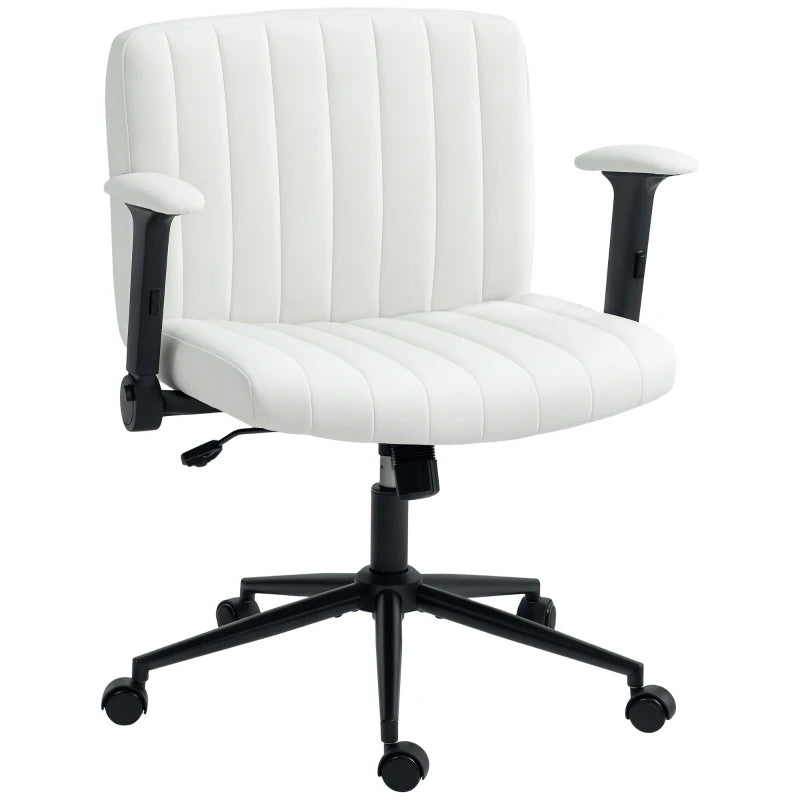 Criss Cross Chair with Flip-up Armrests, Wheels, Wide Office Chair with Adjustable Height, Tilting, Cream White