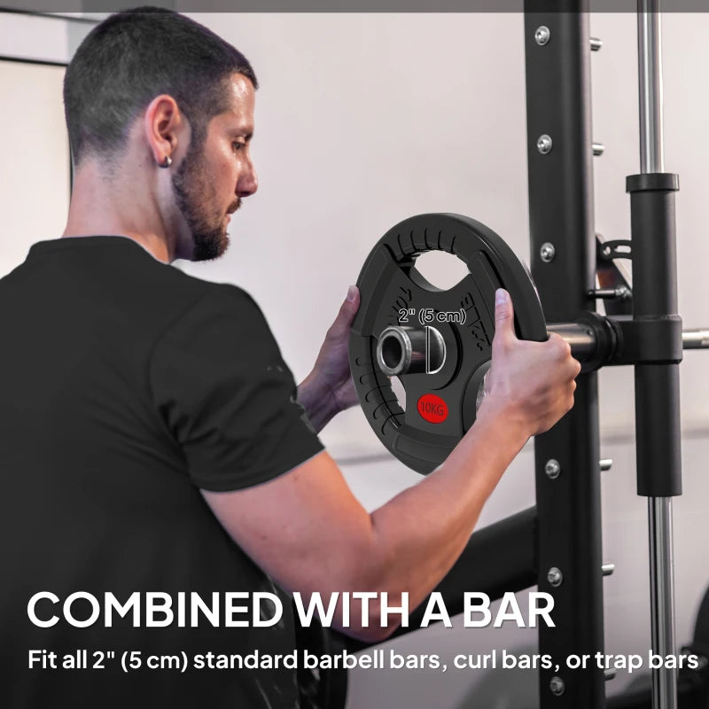 Soozier Weight Plates Set, 2-Inch Barbell Weights Set w/Tri-Grips for Home Gym Weightlifting and Strength Training, 2 x 22lbs