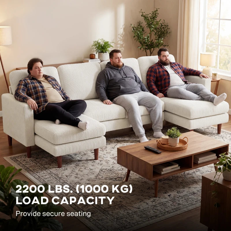 🛋️ U-Shaped Corduroy Sectional Sofa – Double Chaise (Beige)