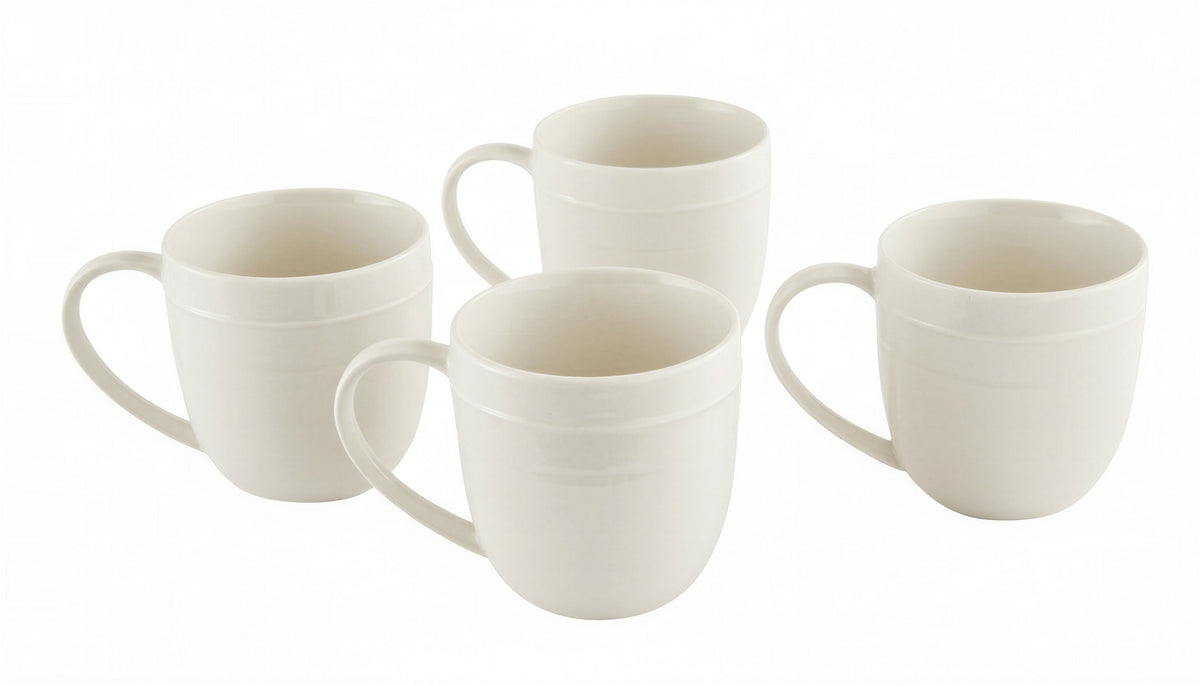 Dinnerware Set, 32-Piece, Bone China, Embossed Round Rim, White – Circa