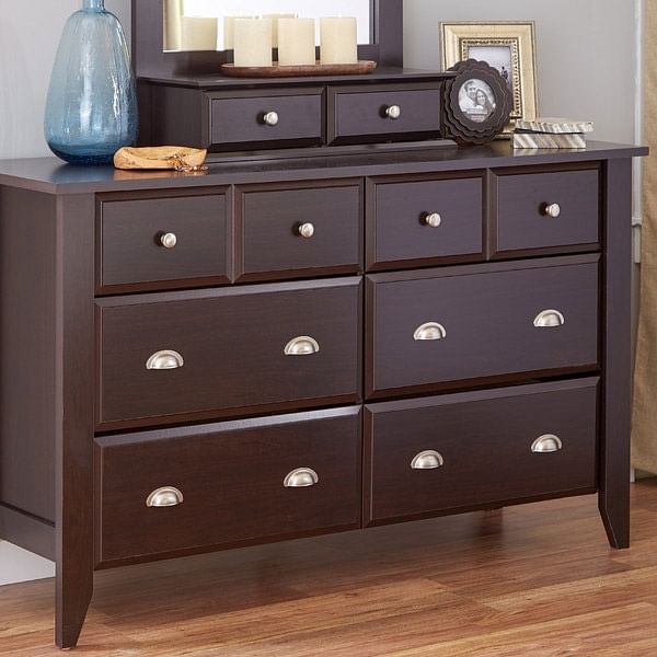 Dark Brown Wood 6-Drawer Wardrobe Dresser - Free Shipping 