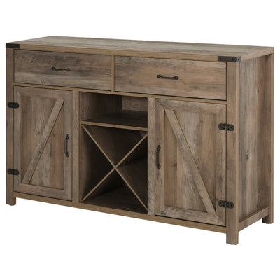 HOMCOM Farmhouse Wine Rack Storage Cabinet: Bar Cabinet, Sideboards and Buffets with Doors and Drawer for Dining Room 