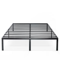 Queen size Sturdy Black Metal Platform Bed Frame with Headboard Attachments - Free Shipping