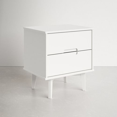 FarmHouse 2 Drawer Solid Wood Nightstand White - Free Shipping