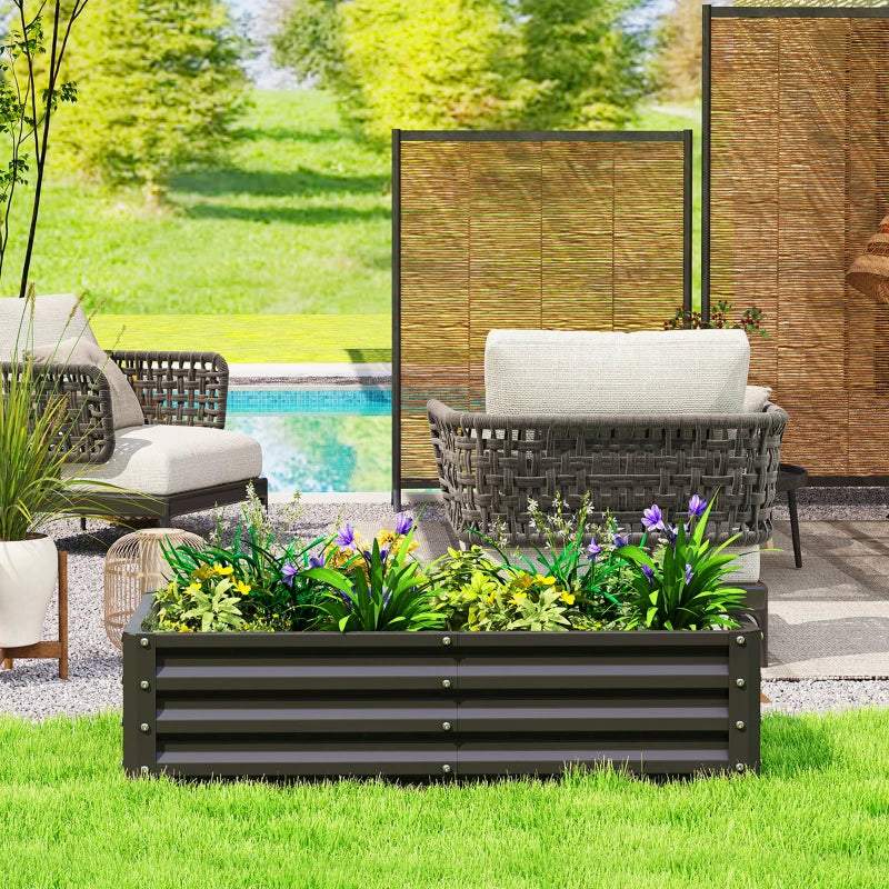Galvanized Raised Garden Bed, Outdoor Planter Box for Vegetables, Flowers, Herbs, 4' x 2' x 1', Black