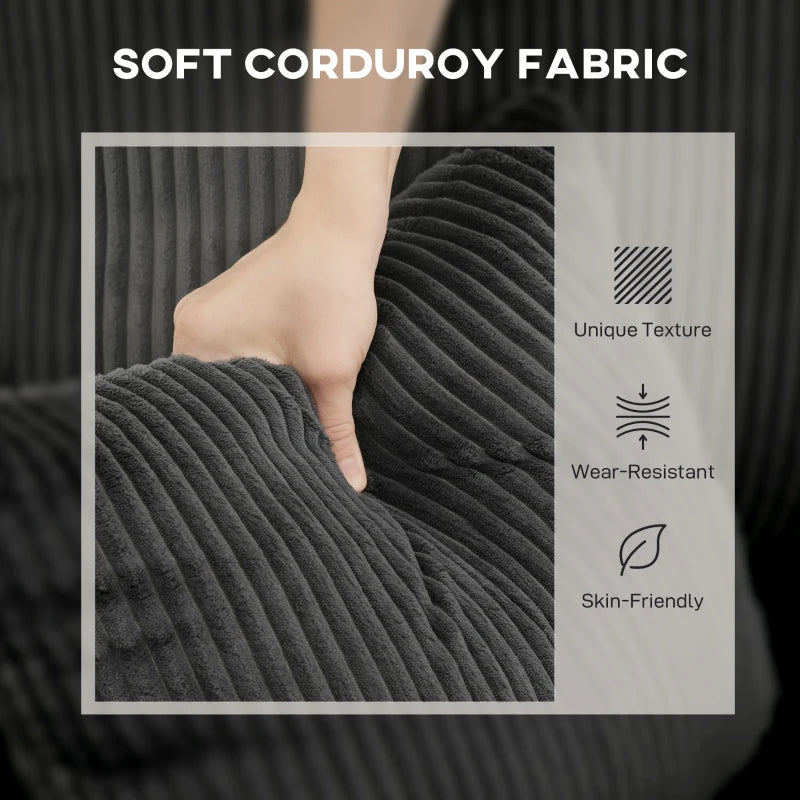 81" Sofa Bed, 2 In 1 Pull Out Sleeper Sofa Bed with Storage, Corduroy Convertible Couch for Living Room, Dark Grey