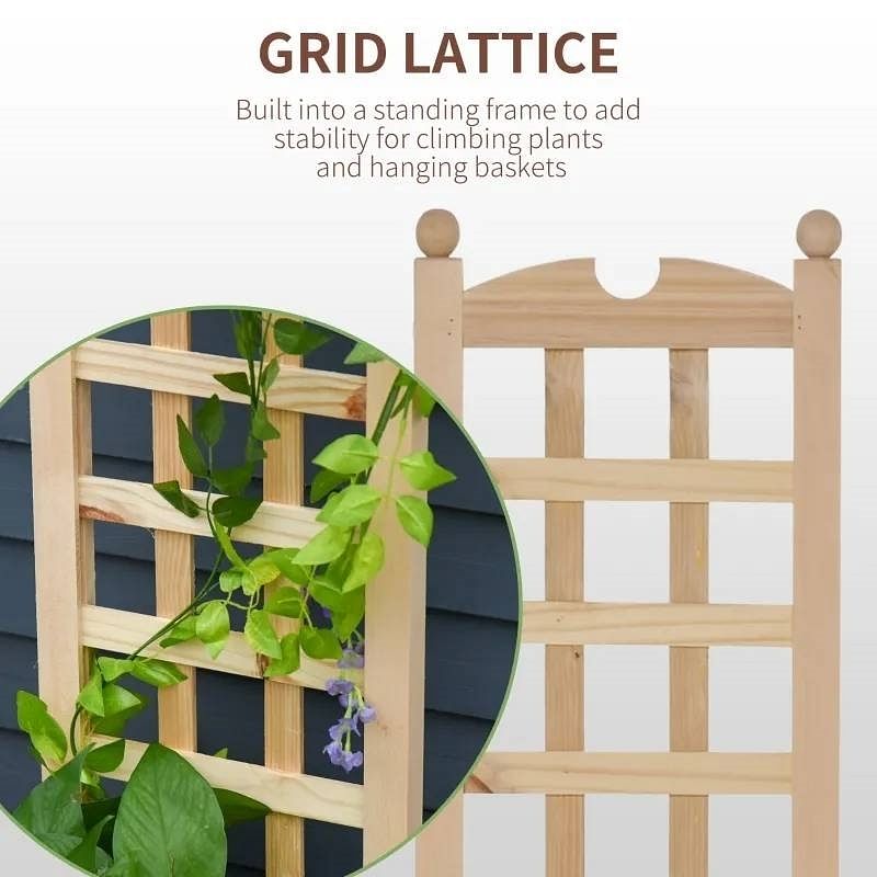 Solid Fir Wood Raised Garden Bed Planter Box with Trellis - Free Shipping