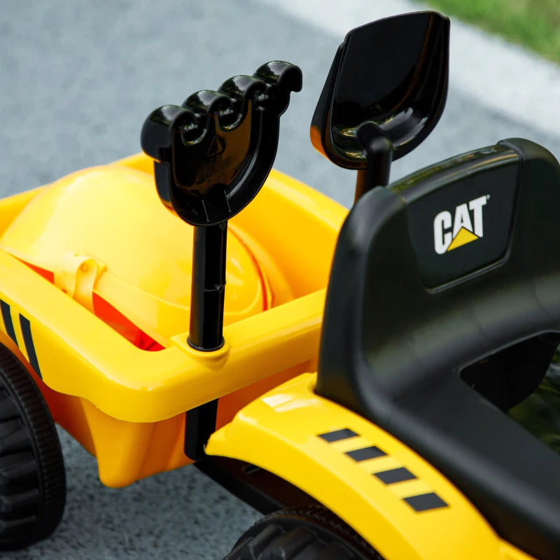 Qaba Caterpillar Licensed No Power Ride On Tractor with Shovel, Trailer