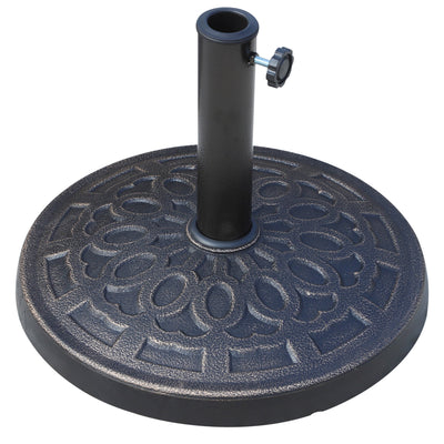 Outsunny Elegant Umbrella Base: 17" Round Resin Market Parasol Holder with Decorative Pattern for Φ1.5", Φ1.89" Pole, Bronze Finish 