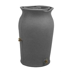 Dark Grey Granite 50-Gallon Plastic Urn Rain Barrel with Planter Top - Free Shipping 
