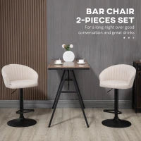 Bar Stools Set of 2, Swivel Counter Height Barstools with Back, Footrest, Adjustable Height, Beige