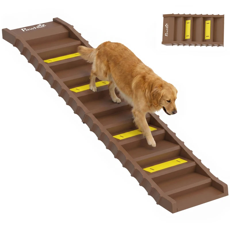 Foldable Dog Car Ramp with Anti-Slip Steps for Cars, SUVs & High Beds – 55 lb Capacity