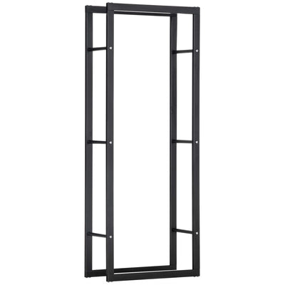 HOMCOM Firewood Rack Log Holder Fireplace Storage Rack with Handles and 220 lbs. Weight Capacity, 23.6" x 9.8" x 59.1", Black 