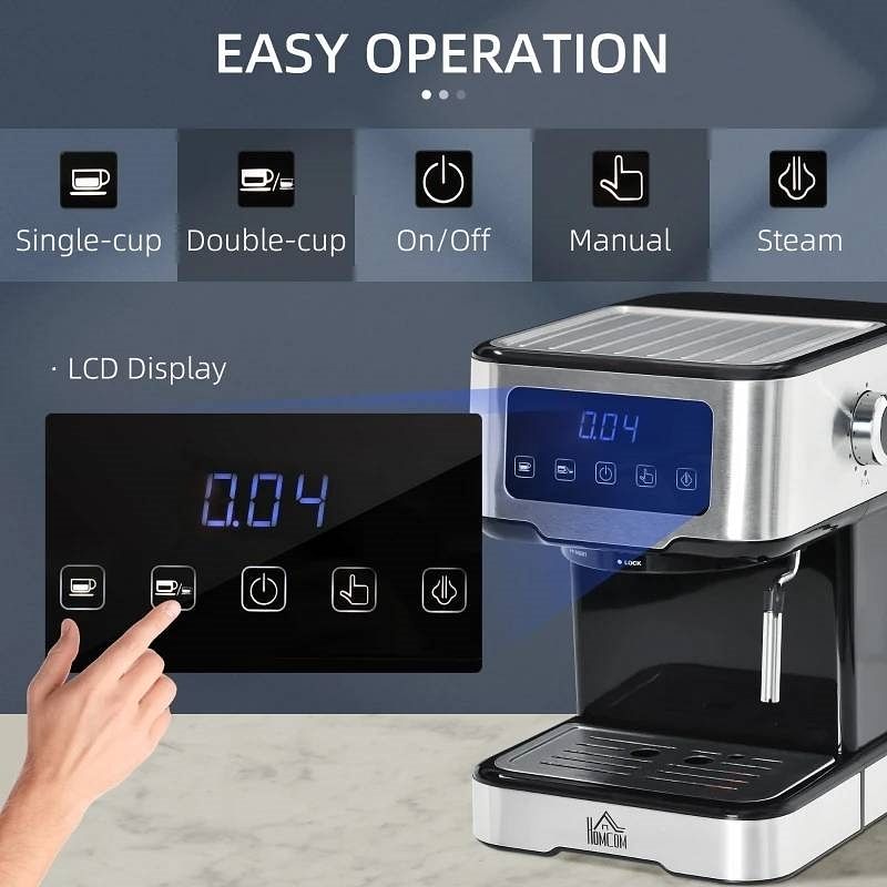 Home Kitchen Coffee Latte Cappuccino Espresso Machine with Milk Frother Wand - Free Shipping