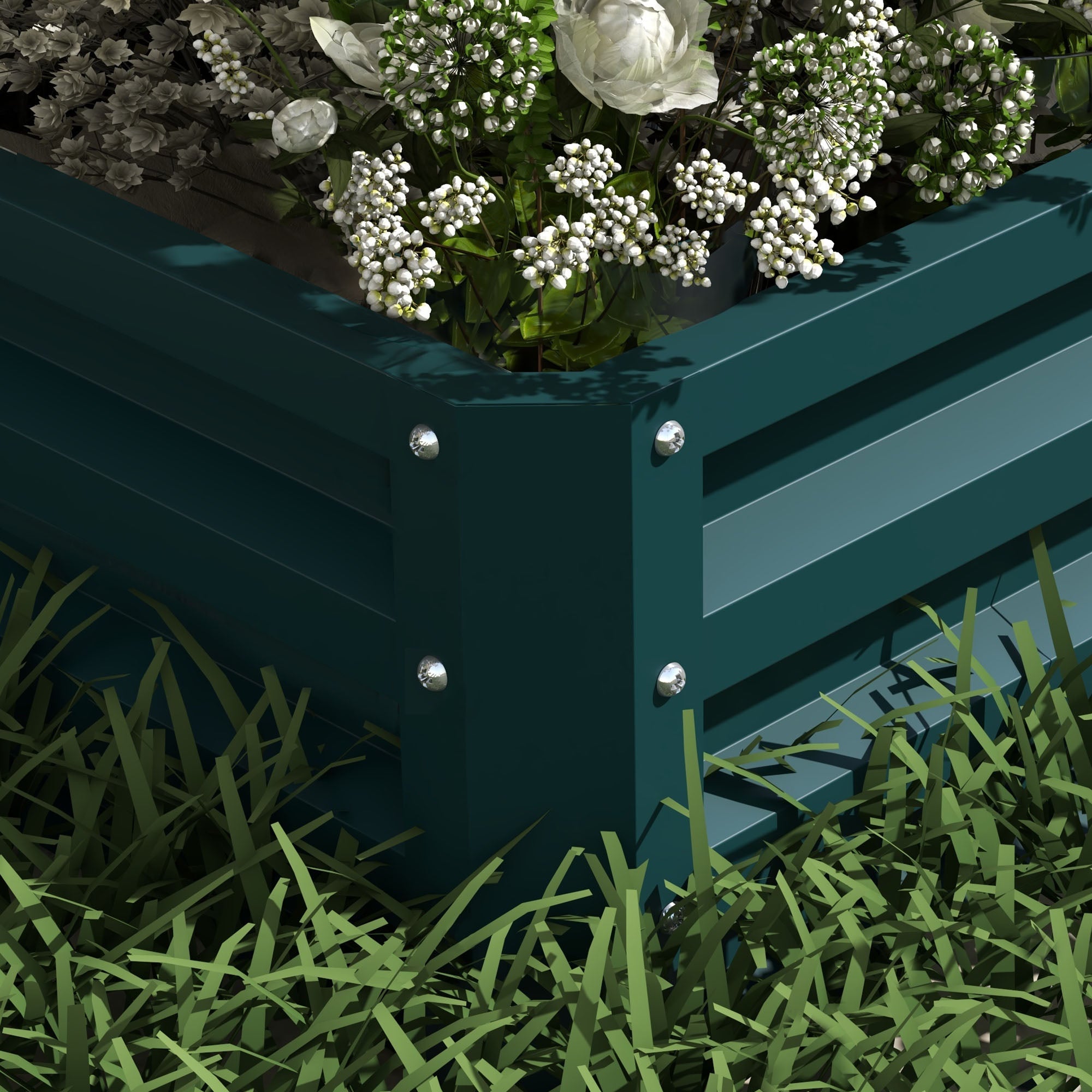 Outsunny 2-Tier Galvanized Raised Garden Bed: 47"x40"x23" Steel Planter Box for Veggies, Flowers & Herbs in Green 