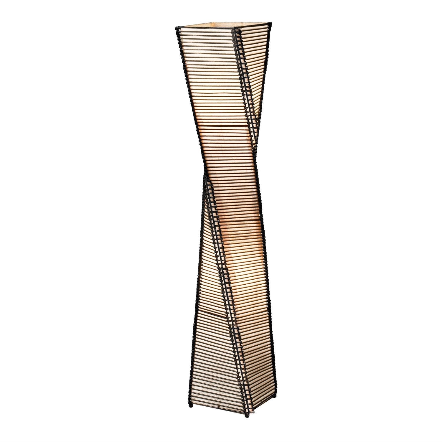 Modern Twist Sculpture Style Floor Lamp - Beige Shade Lantern