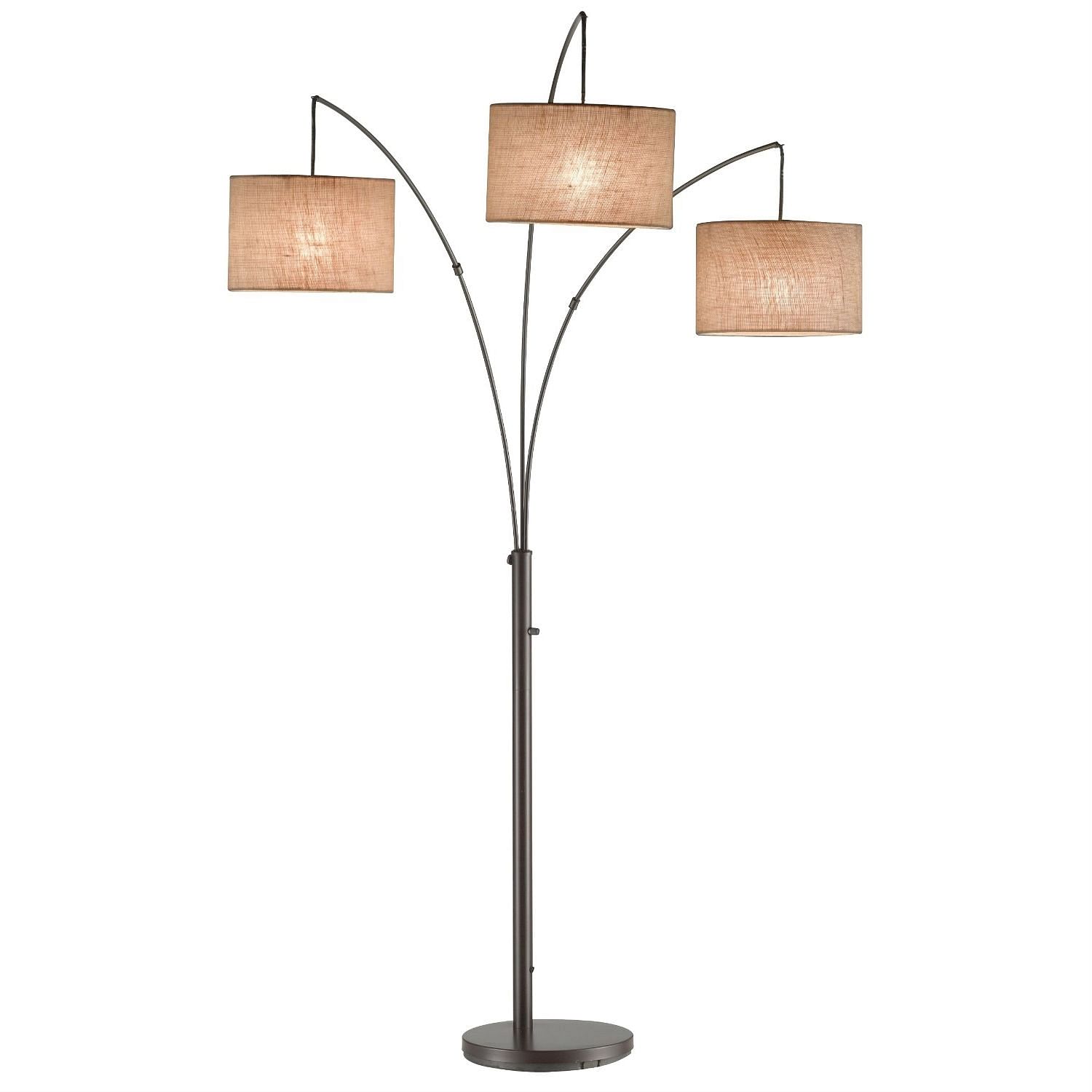 Modern 3-Light Arch Floor Lamp in Antique Bronze with Drum Style Shades - Free Shipping