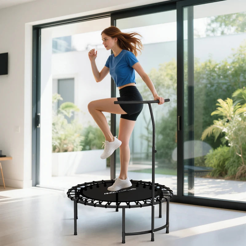 Soozier 40" Foldable Mini Rebounder Trampoline with Adjustable Handle, Quiet Indoor Fitness Trampoline for Adults & Teens – Black