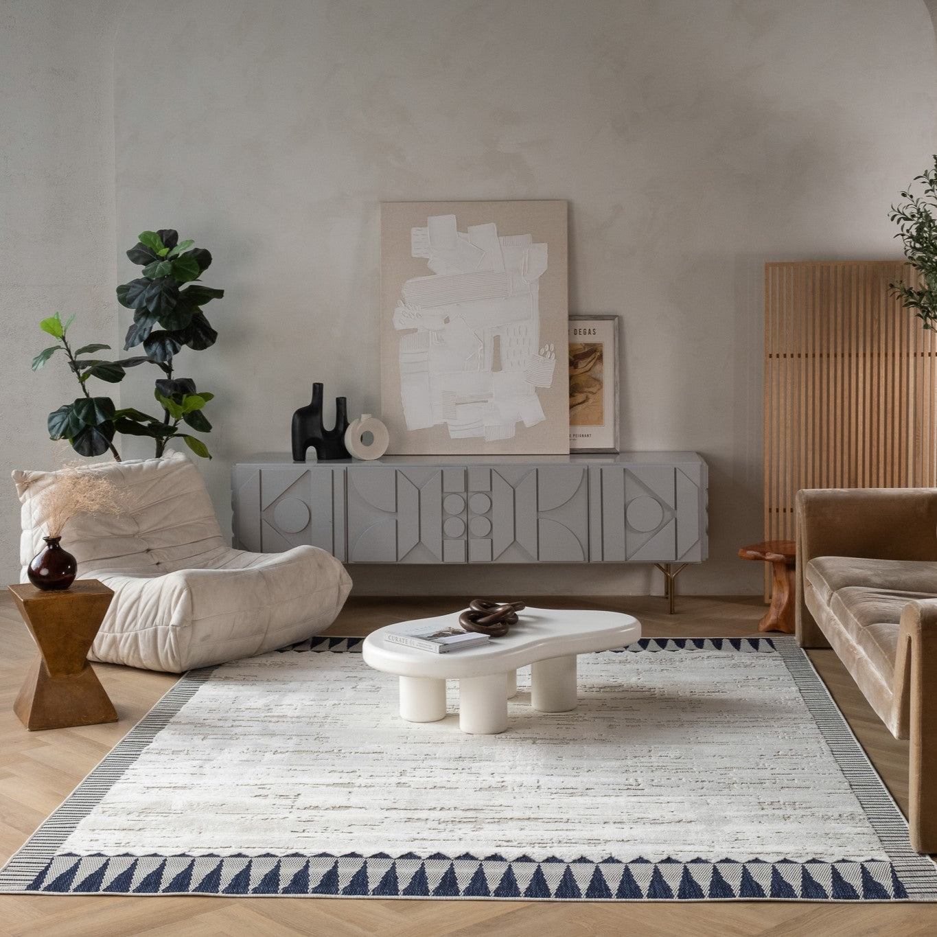 Maise Abstract Modern Cream Rug 