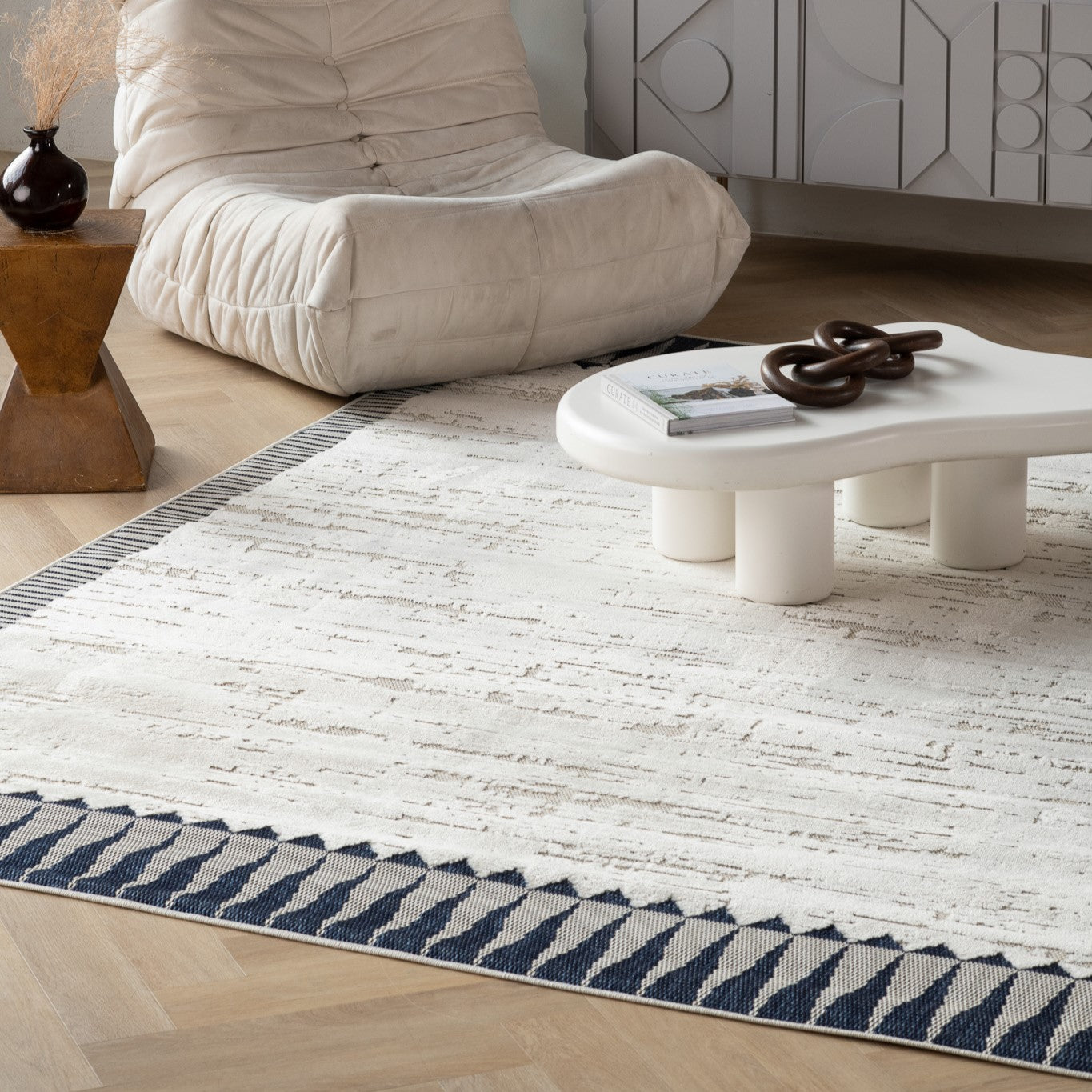 Maise Abstract Modern Cream Rug 