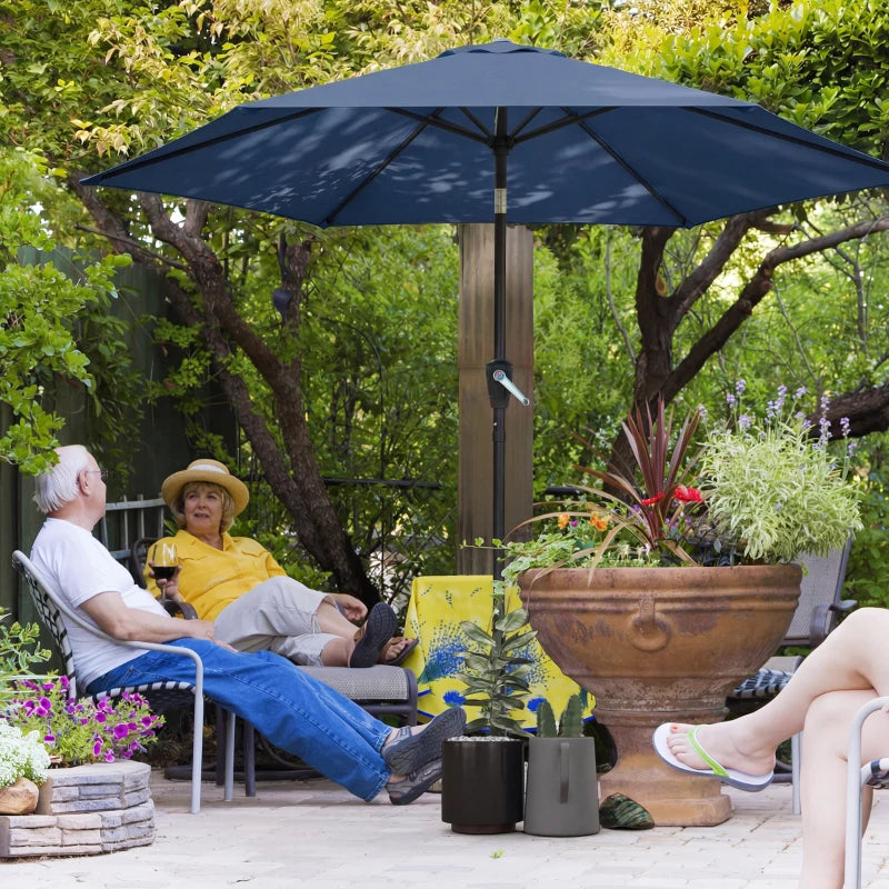 9FT Patio Umbrella, Outdoor Table Patio Umbrellith Tilt, Crank, 6 Ribs, UV Protection for Garden, Lawn, Deck, Backyard