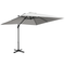 9ft Cantilever Patio Umbrella, Square Overhanging Umbrella with Cross Base, Crank Handle, Tilt Light Grey