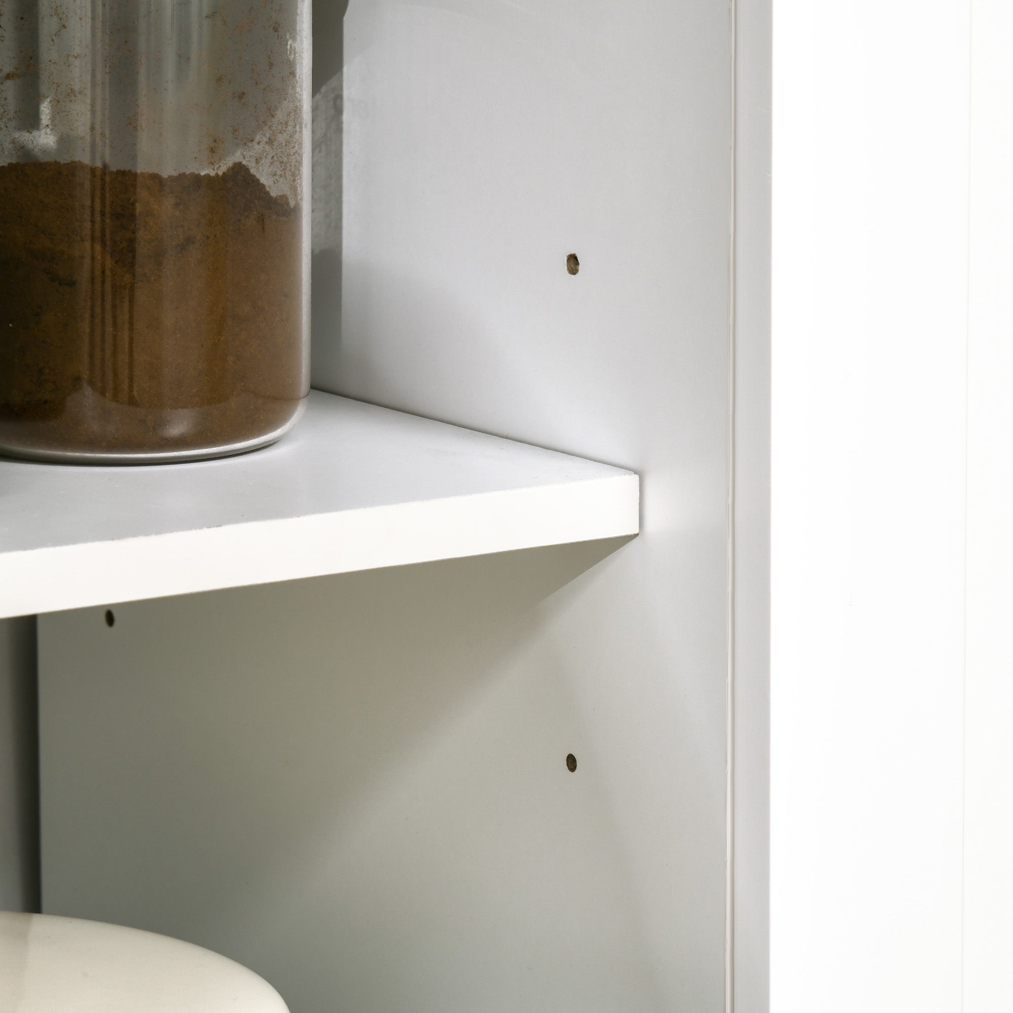 HOMCOM Farmhouse Flair: Freestanding Kitchen Pantry Buffet with Hutch, Microwave Stand, Storage Drawer, Beadboard Panel in White 