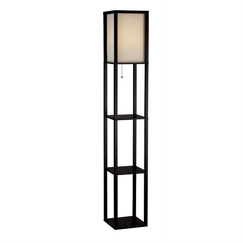 63-inch Black Modern Floor Lamp with Silk Shade - Free Shipping