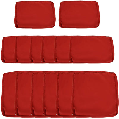 Outsunny Patio Rattan Sofa Set 14pc Outdoor Cushion Polyester Cover Replacement Set Red No Cushion 