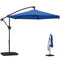 9.7 ft Offset Patio Umbrella with Water/Sand Fillable Weights, Garden Hanging Parasol with Locking Latch, Navy Blue