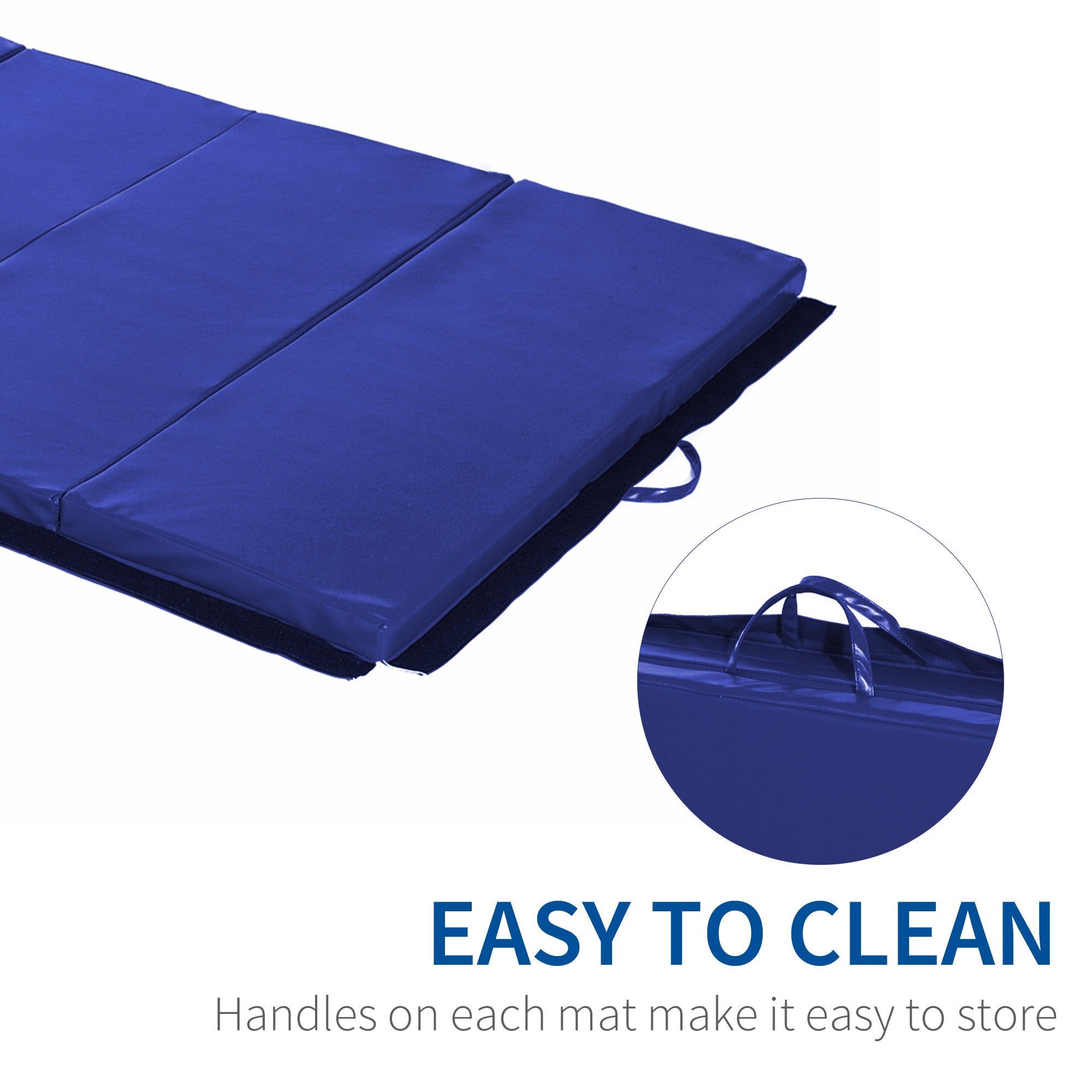 Soozier Portable Folding Gymnastics Mat 4'x6' Exercise Yoga MMA Martial Arts Stretching Mat with Handles Blue 