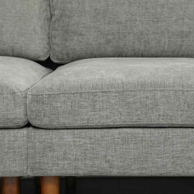 L-Shape Sofa, Modern Sectional Couch with Changeable Chaise Lounge, Pillows and Wooden Legs for Living Room, Grey