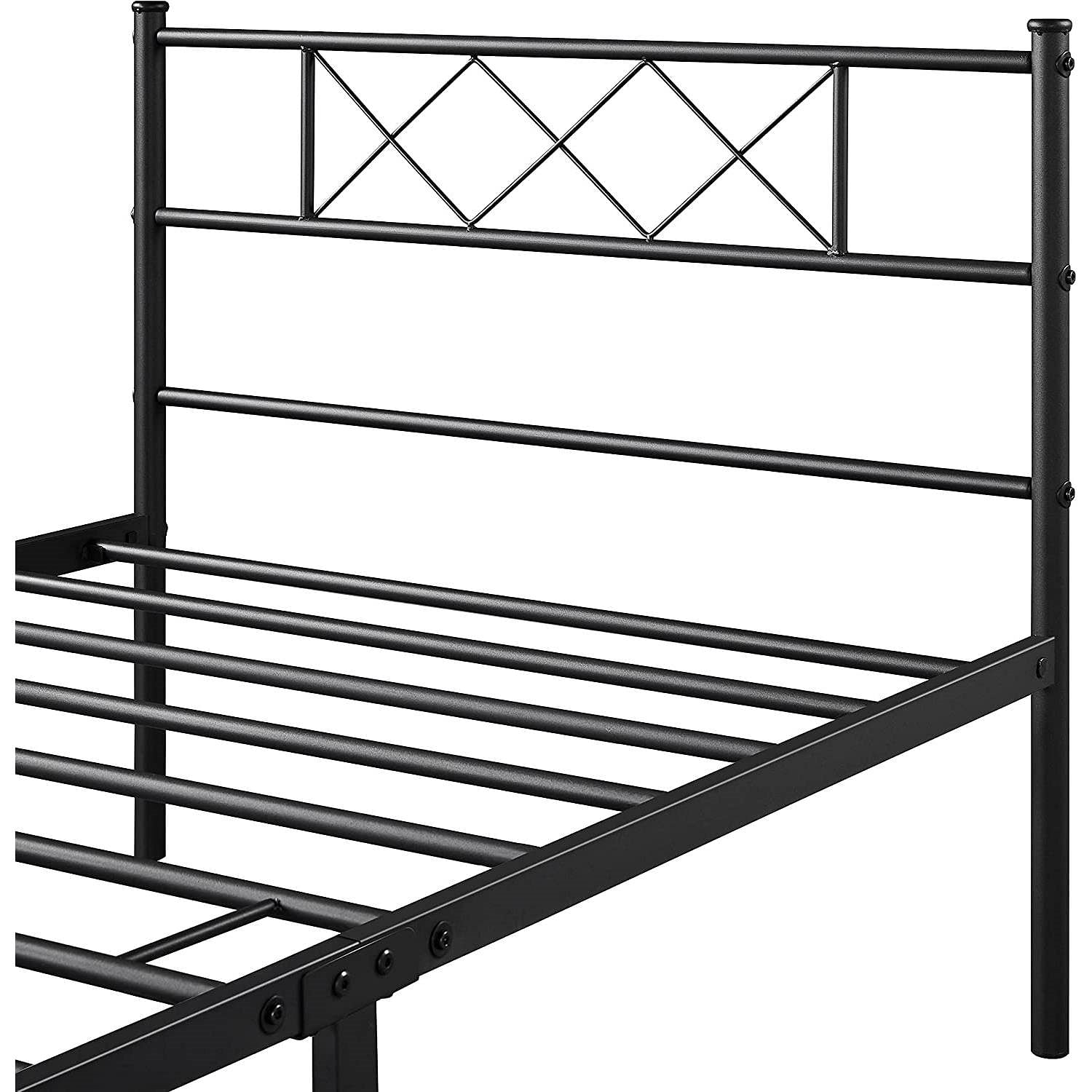 Twin Size Traditional Powder Coated Slatted Metal Platform Bed - Free Shipping