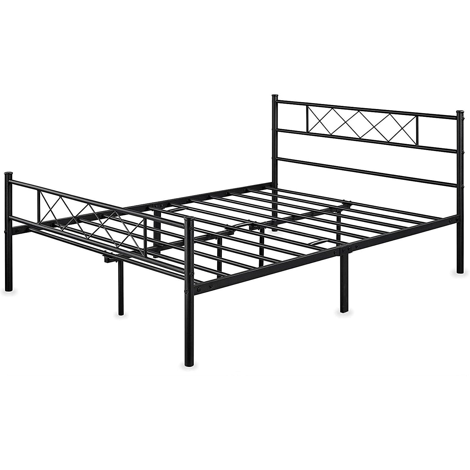 Full Size Traditional Powder Coated Slatted Metal Platform Bed - Free Shipping