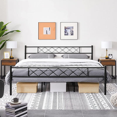 King Size Traditional Powder Coated Slatted Metal Platform Bed - Free Shipping 