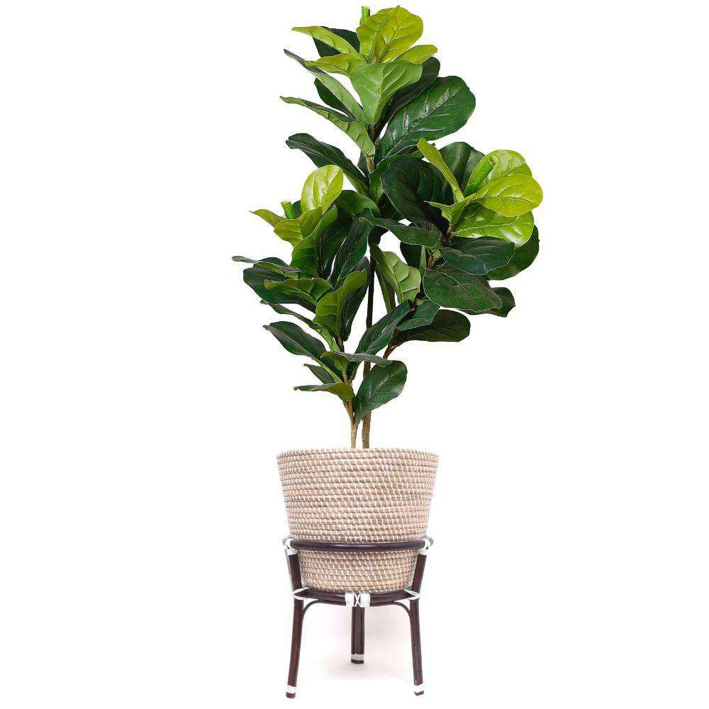 Ayo - Boho Floor Planter On Wooden Stand 