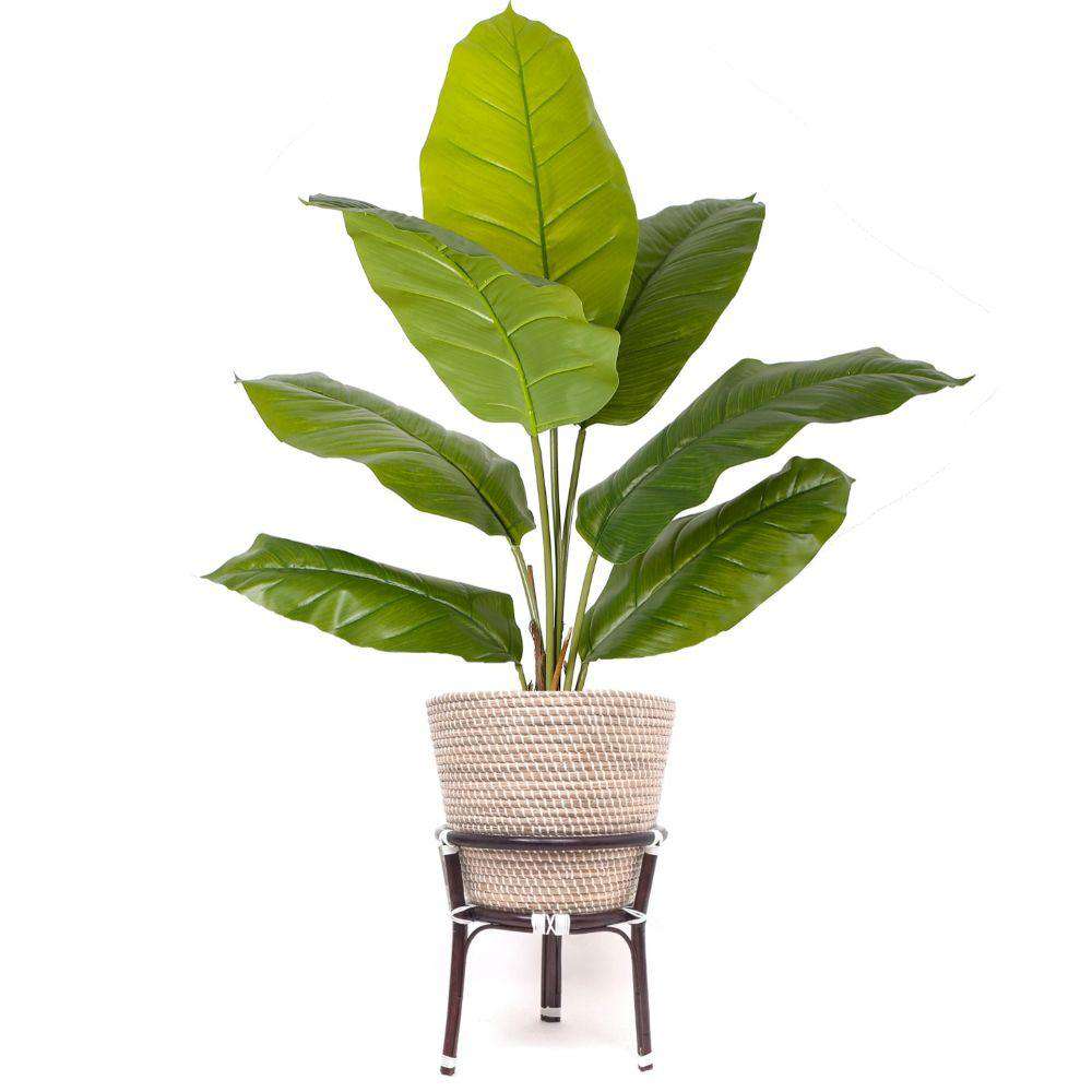 Ayo - Boho Floor Planter On Wooden Stand 