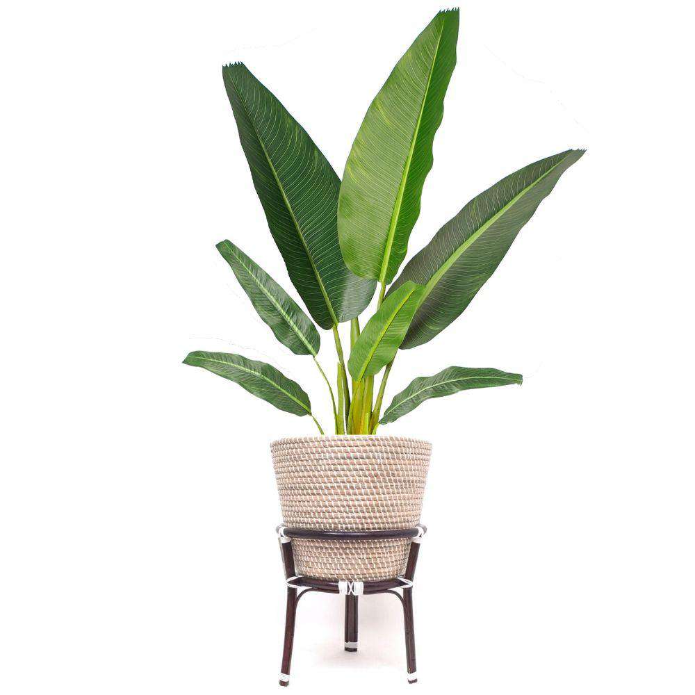 Ayo - Boho Floor Planter On Wooden Stand 