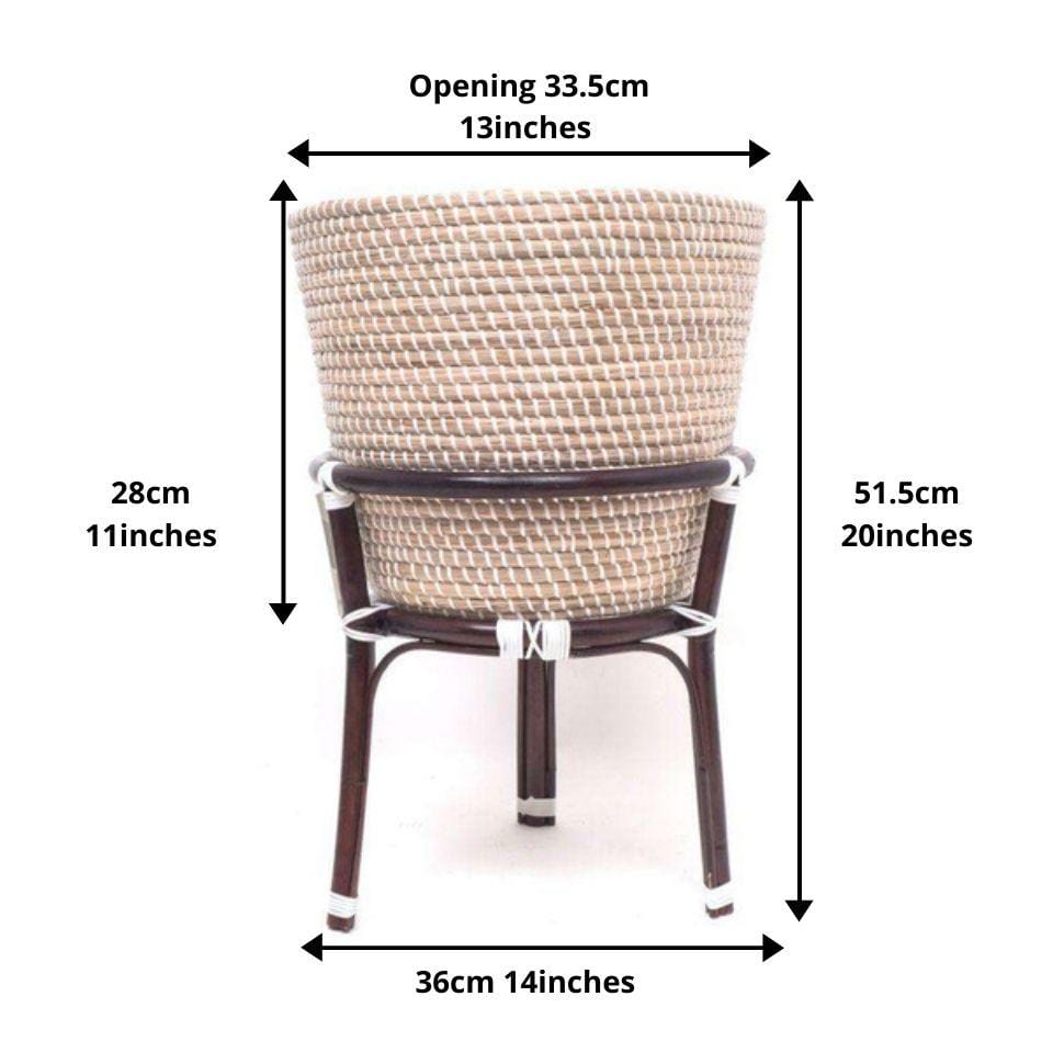 Ayo - Boho Floor Planter On Wooden Stand 