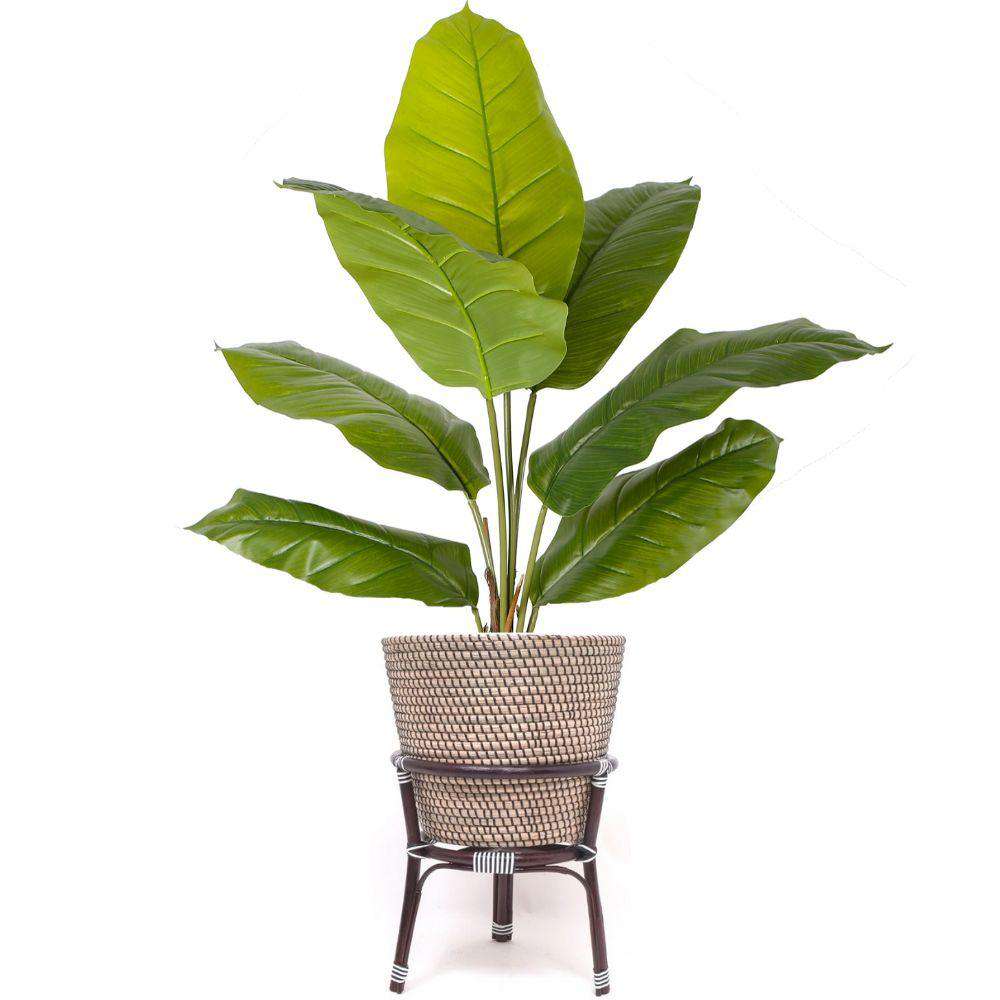 Ayu - Boho Floor Planter On Wooden Stand 