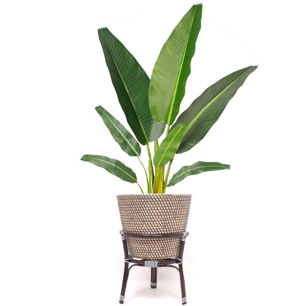 Ayu - Boho Floor Planter On Wooden Stand 