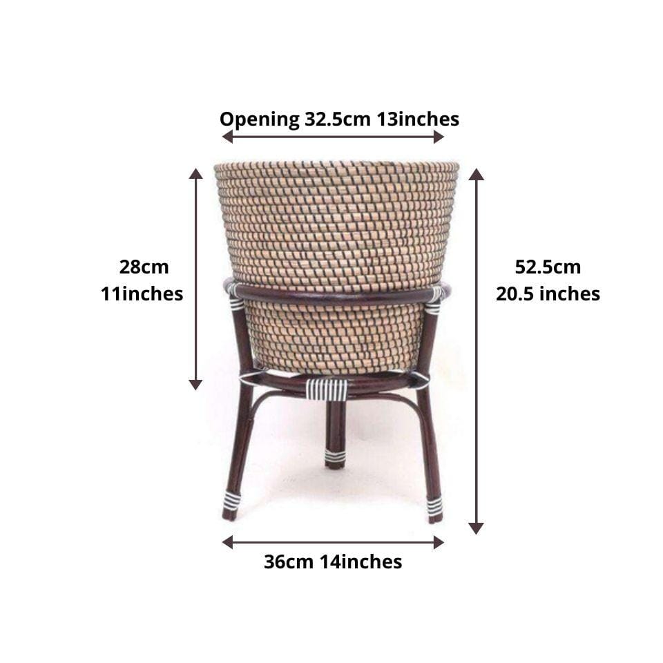 Ayu - Boho Floor Planter On Wooden Stand 