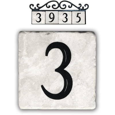 3, classic marble number tile 