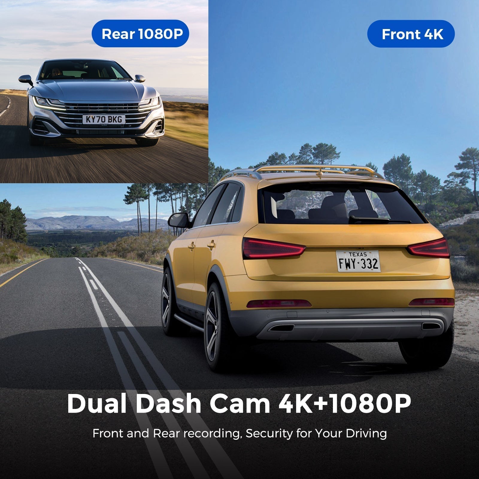 AZDOME M300S 2CH 4K Front Rear Dash Cam 