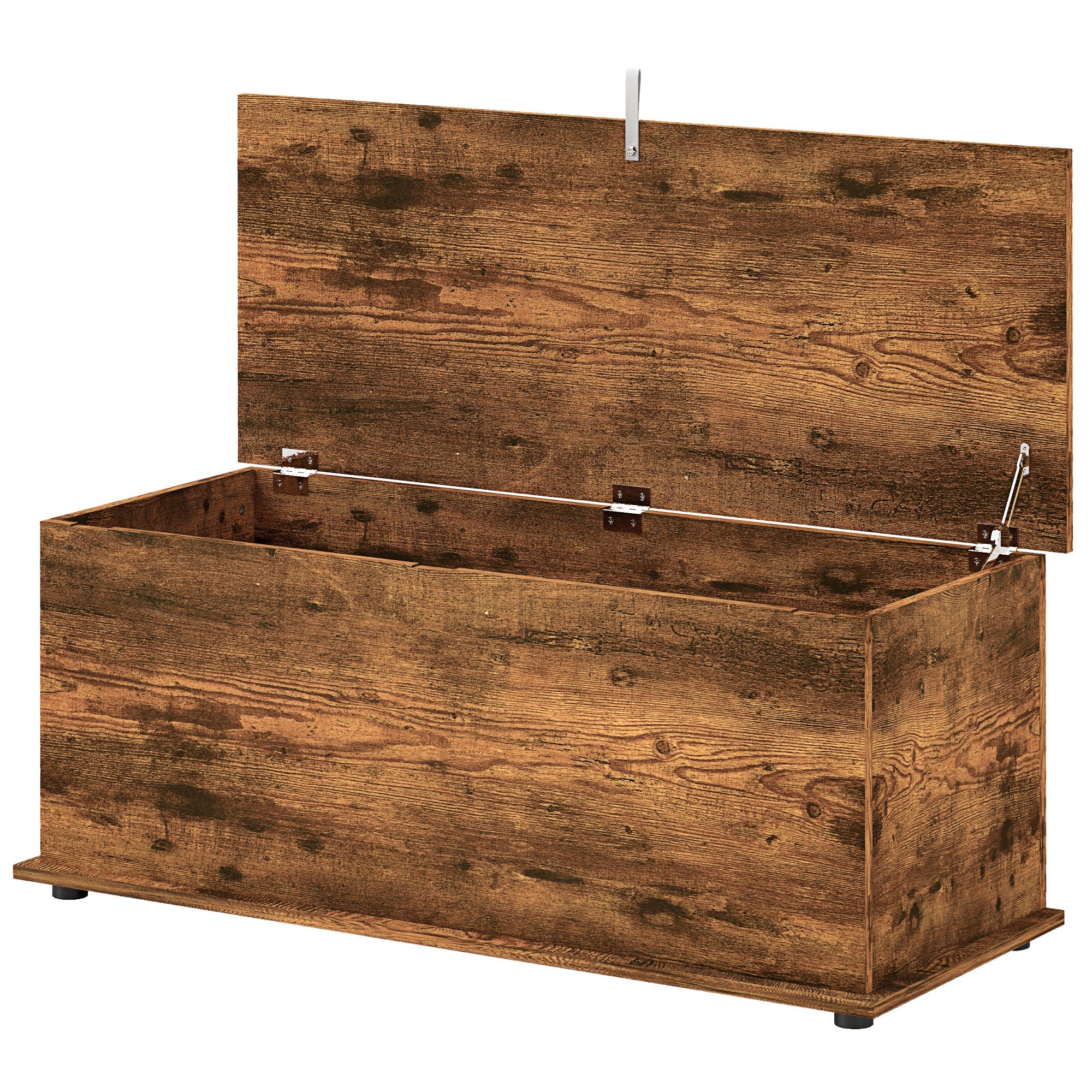 HOMCOM 39.5" Storage Chest with 2 Safety Hinges, Storage Box Organizer with Flip-Top Lid, Entryway Storage Bench, Rustic Brown 
